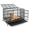 48 Inch Foldable Heavy-Duty Metal Dog Cage with Lockable Rolling Casters and Tray-48 inches